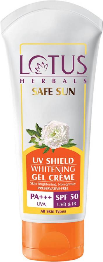 LOTUS HERBALS Safe Sun UV Shield Whitening Gel Cream SPF 50 UVB & IR PA+++ - SPF 50 PA+++ Price in India