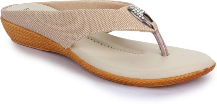 Women Beige, Beige, Silver Flats Sandal Price in India