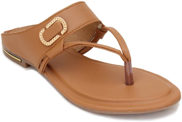 Women Tan Flats Sandal Price in India