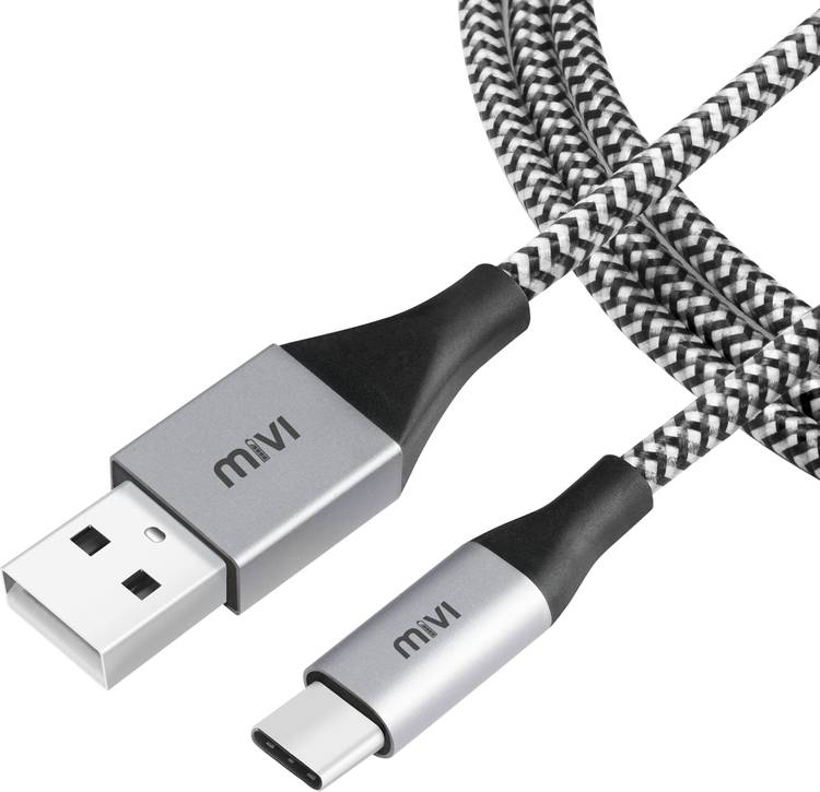 Mivi 6 ft USB A 2.0 To // TC6B2-Bk 2 m USB Type C Cable