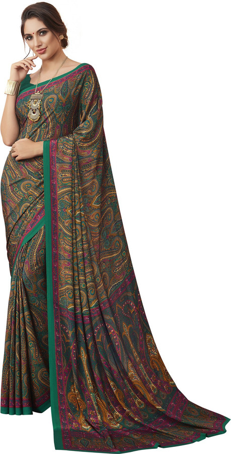 poly crepe saree