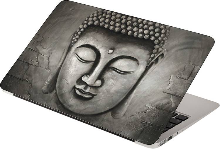 Finest Printed on Imported Vinyl, Premium Quality, HD, UV Printed, Bubble Free, Scratchproof, Washable, Easy to Install Laptop Skin/Sticker/Vinyl/Cover for 13.1, 13.3, 14.1, 14.4, 15.1, 15.6 inches (Buddha Silver) Vinyl Laptop Decal 15.6