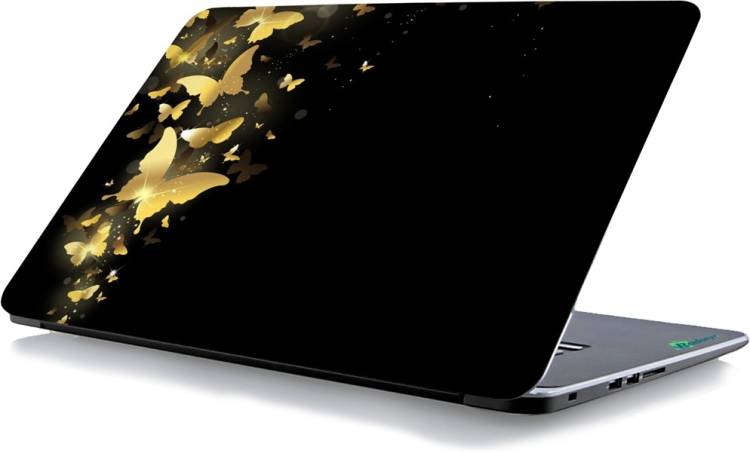 RADANYA Butterfly Golden Laptop Skin 27124 Vinyl Laptop Decal 15.6 Price in India