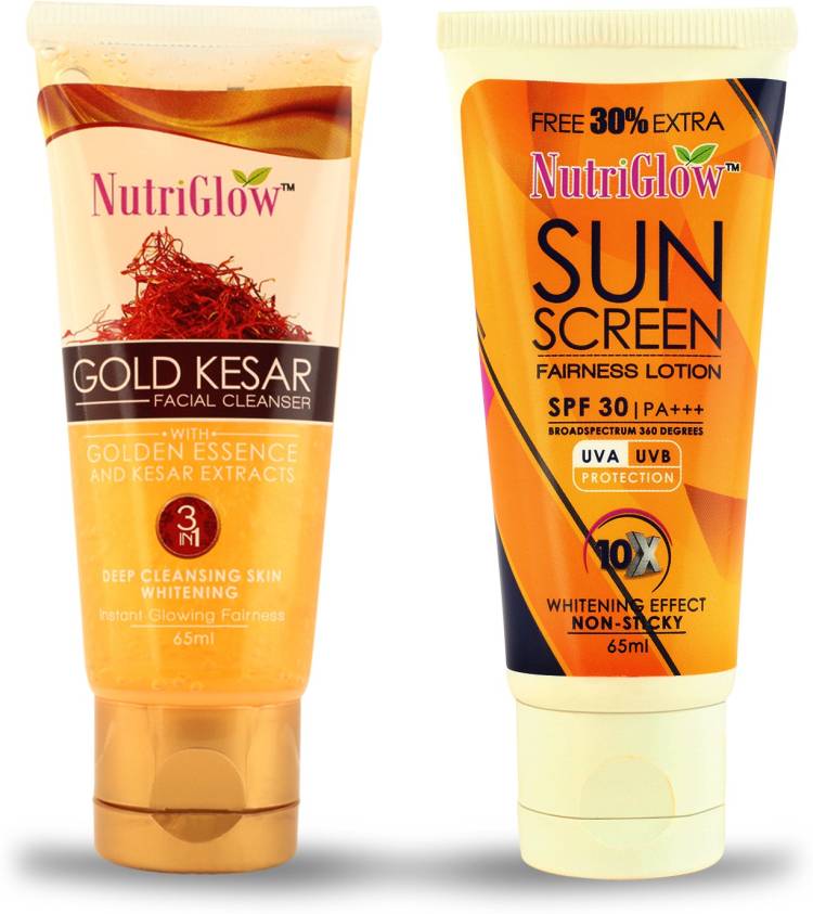 NutriGlow Gold Kesar Face Wash with Sunscreen SPF 30 /Fairness and Sun Protection combo Price in India