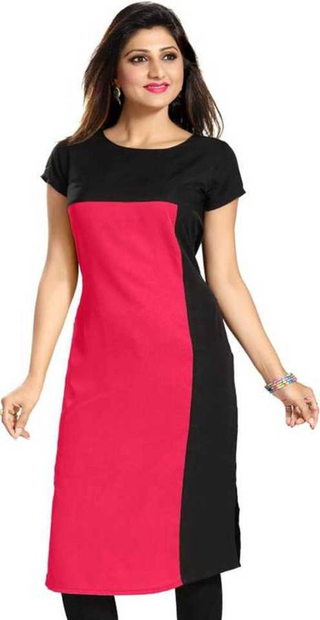 Women Solid Poly Crepe Straight Kurta