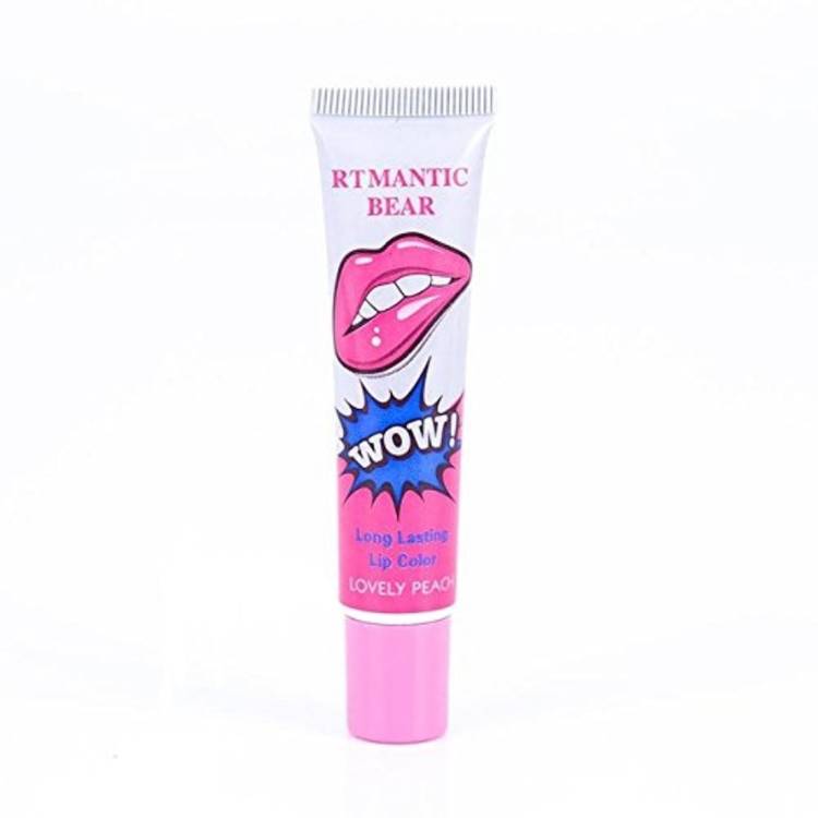 ROMANTIC BEAR Women Make Up Tint WOW Long Lasting Tint Lip Peel Off Lipstick Full lips Lip Gloss - LOVELY PEACH Price in India