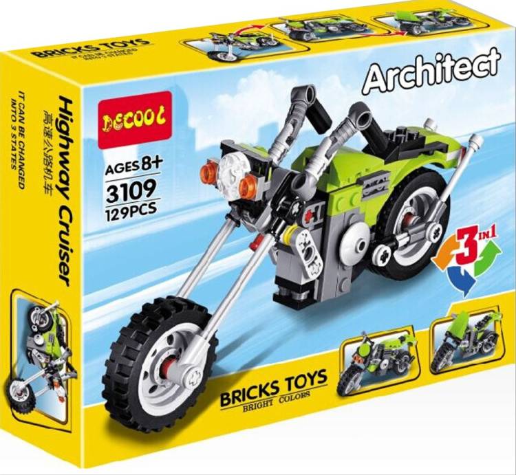 RVM Toys 129 Pcs Architect Series 3 in 1 Bike Motorbike