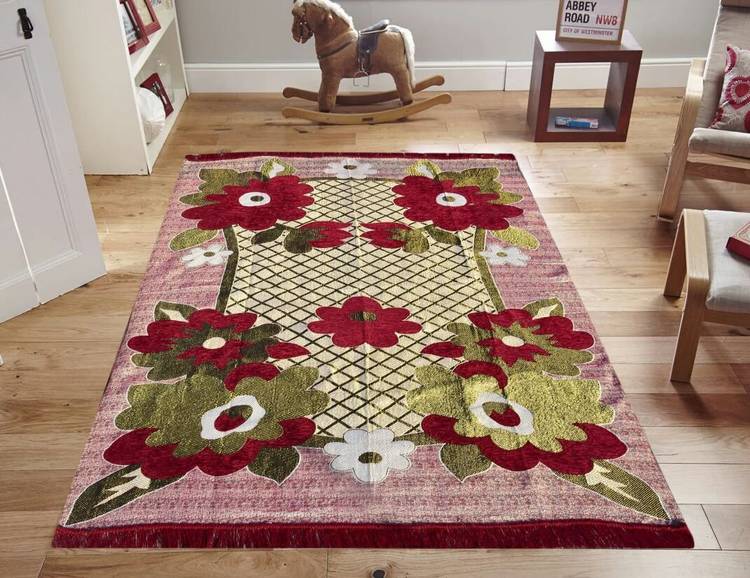 ST Decor Store Multicolor Velvet Carpet