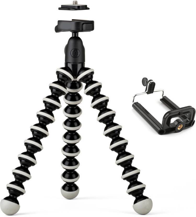 Mobfest new arrival fully flexible Portable & Foldable Camera & Mobile Tripod with Mobile Clip Holder Bracket Fully Flexible Mount Cum Tripod Stand with Three-Dimensional Head & Quick Release T2 Plate Gorilla Tripod 10" - DSLR , Smartphone & Action Camer