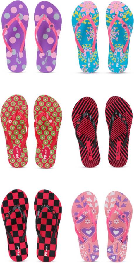 Womens Casual comfort stylish trending combo slippers (Pack of 6) Flip Flops