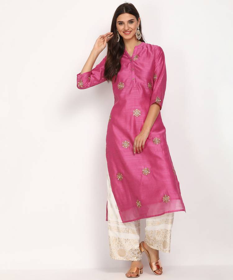 Platina Range Embroidered Women Straight Kurta