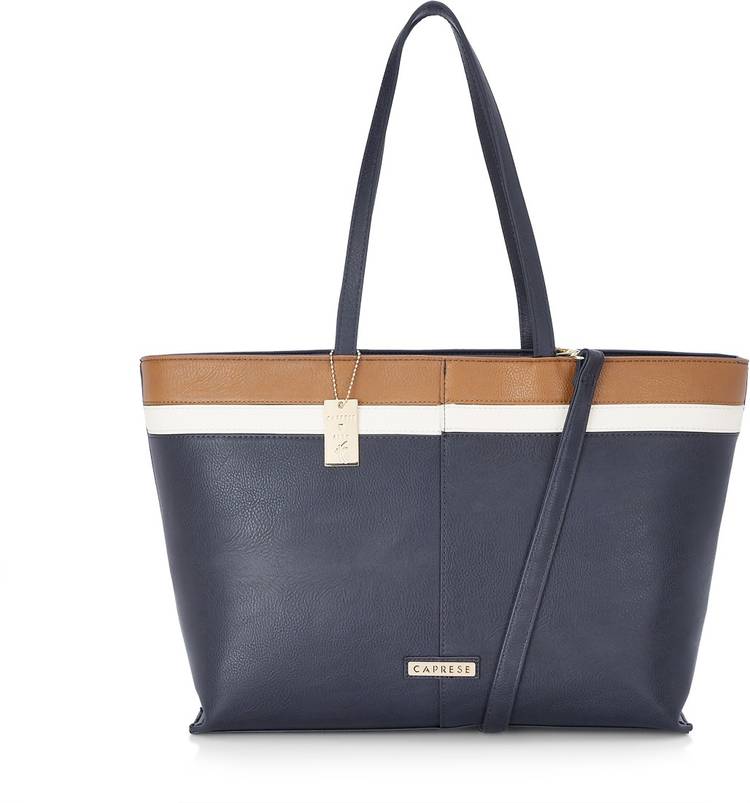 Women Tan, White, Blue Tote