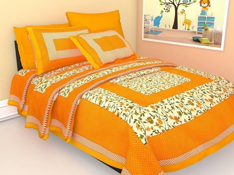 JaypurTextile 140 TC Cotton Single Printed Bedsheet