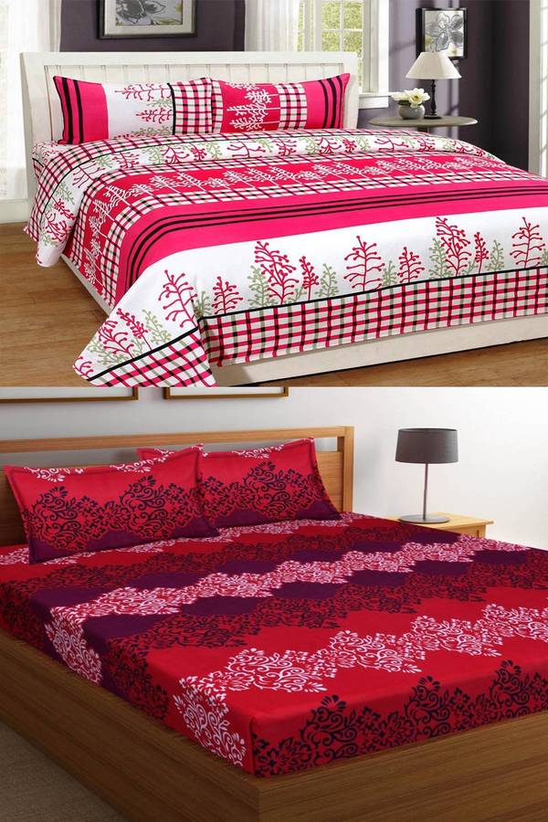 Home Pictures 120 TC Microfiber Double Printed Bedsheet