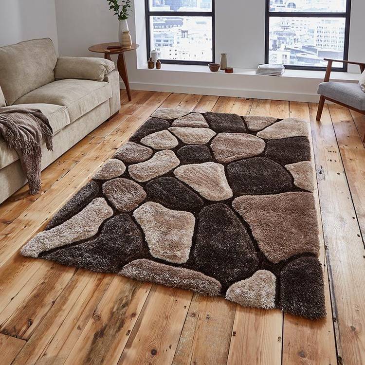 Hichoice Collection Brown Wool, Cotton, Polyester Carpet