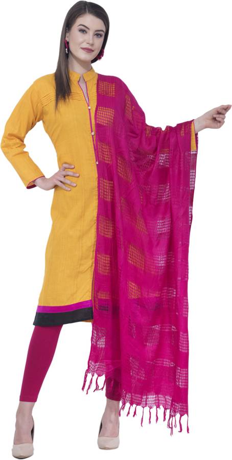 Pure Cotton Self Design Pink Women Dupatta