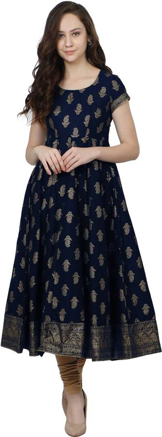 Women Printed Cotton Blend Flared Kurta