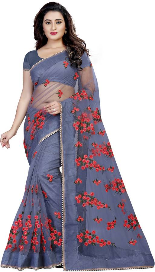 Embroidered Fashion Net Saree