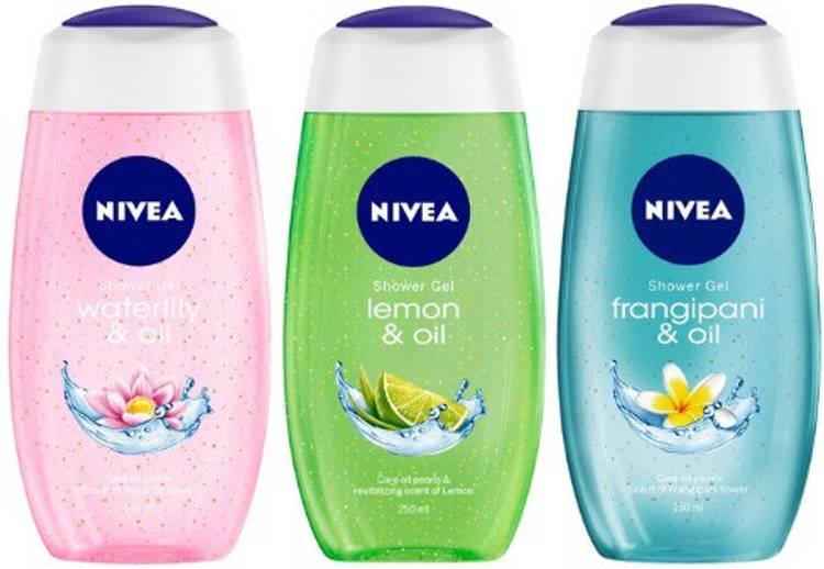 nivea Waterlily, LemonOil, and Frangipani showergel