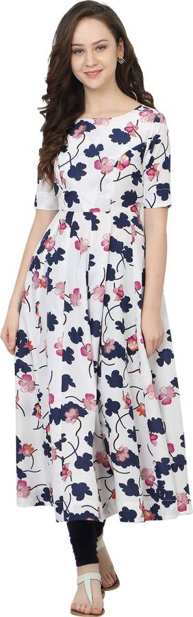 Women Printed Poly Crepe Anarkali Kurta