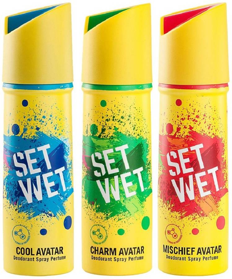 Set Wet Cool, Charm and Mischief Avatar Deodorant Spray  -  For Men