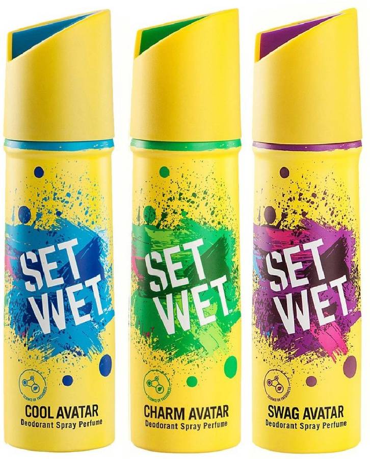 Set Wet Cool, Charm and Swag Avatar Deodorant Spray  -  For Men