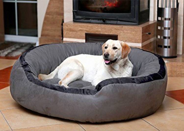 Hiputee Soft Velvet Reversible Round Grey Dog/Cat/Pet Bed Small S Pet Bed