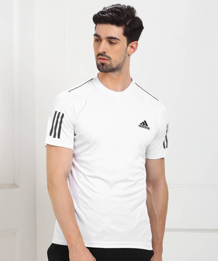 Sporty Men Round Neck White T-Shirt Price in India