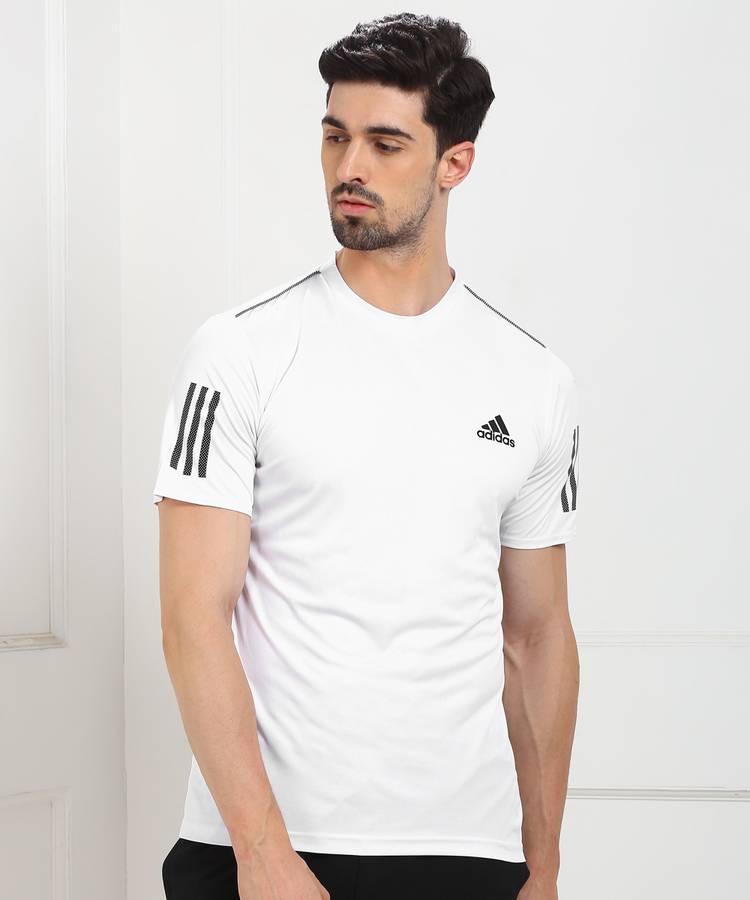 Sporty Men Round Neck White T-Shirt