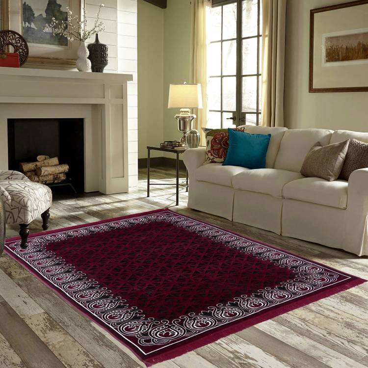 Flipkart SmartBuy Maroon Chenille, Polypropylene Area Rug