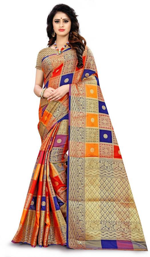 Woven Banarasi Jacquard, Art Silk Saree Price in India