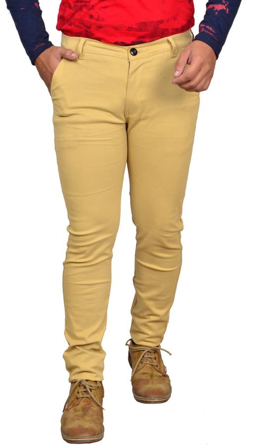 Regular Fit Men Brown Cotton Blend Trousers