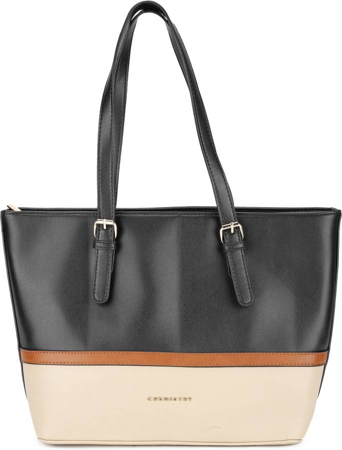 Women Black, Beige Hand-held Bag