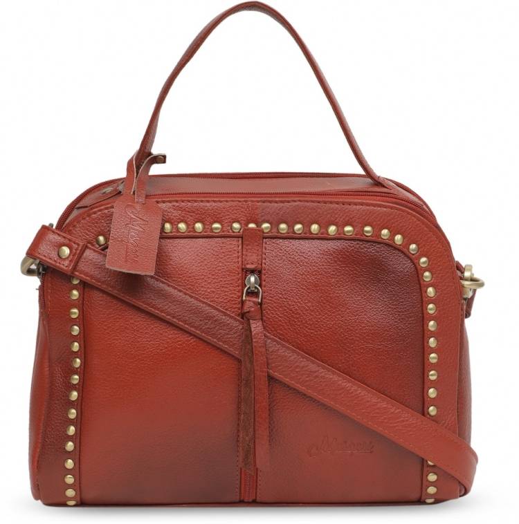 Musqari small multipurpose leather handbags for women cum shoulder bag (pure leather bag) (Tan) Sling Bag Price in India