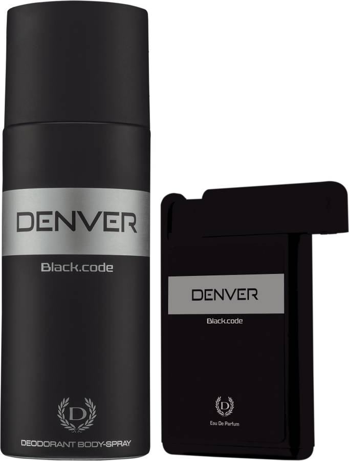 Denver Black Code Deo & Black Code Pocket Perfume Deodorant Spray - For Men