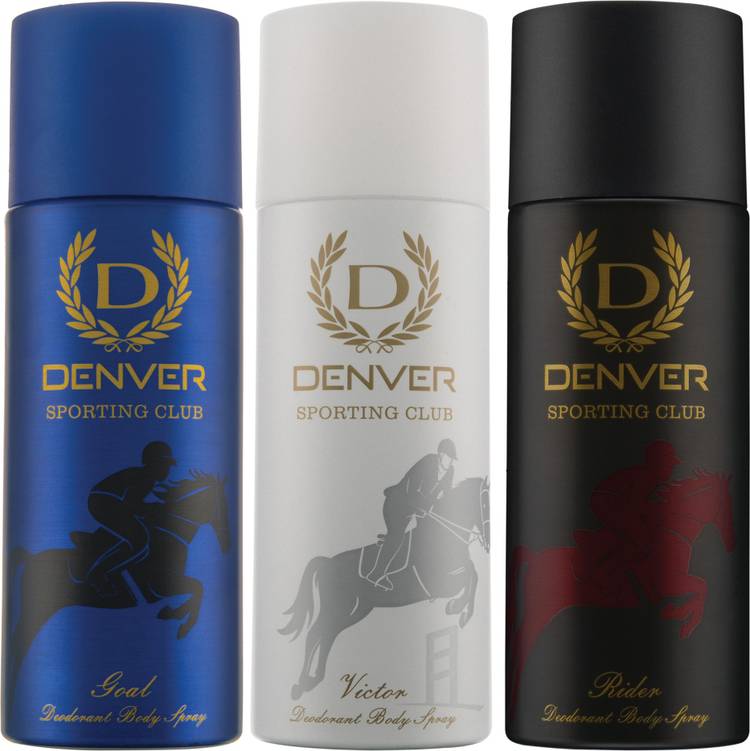 Denver Sporting Club Rider, Goal & Victor (Pack of 3) Deodorant Spray  -  For Men