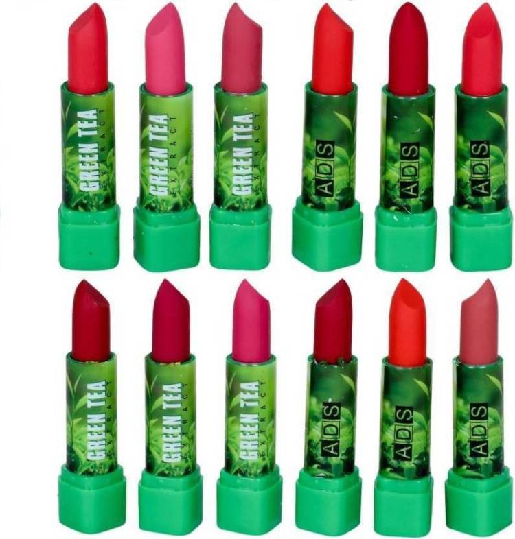 ads Green Tea Extract Multicolour lipstick(Pack of-12) (Multicolour) Price in India
