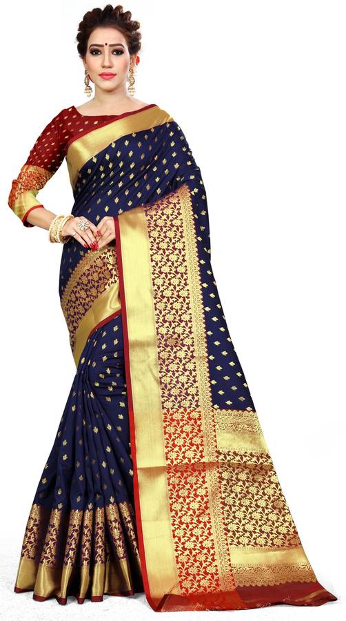 Woven Kanjivaram Jacquard, Art Silk Saree