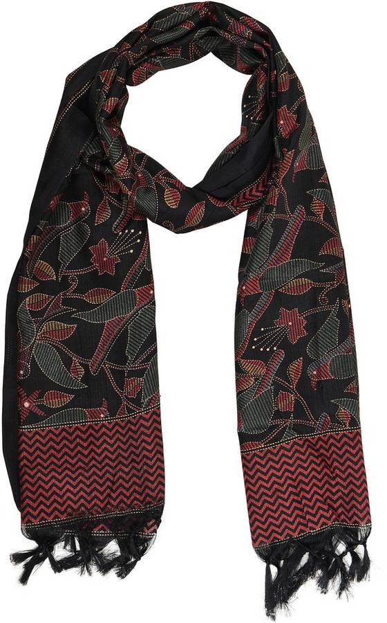 Art Silk Printed Black Women Dupatta