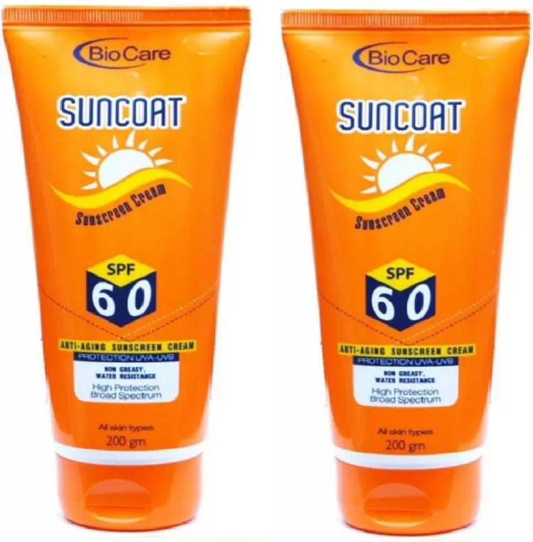 BIOCARE Suncoat Sunscreen Cream (SPF 60) Anti-Aging Sunscreen Cream (400gm) Combo - SPF 60 PA++++ Price in India