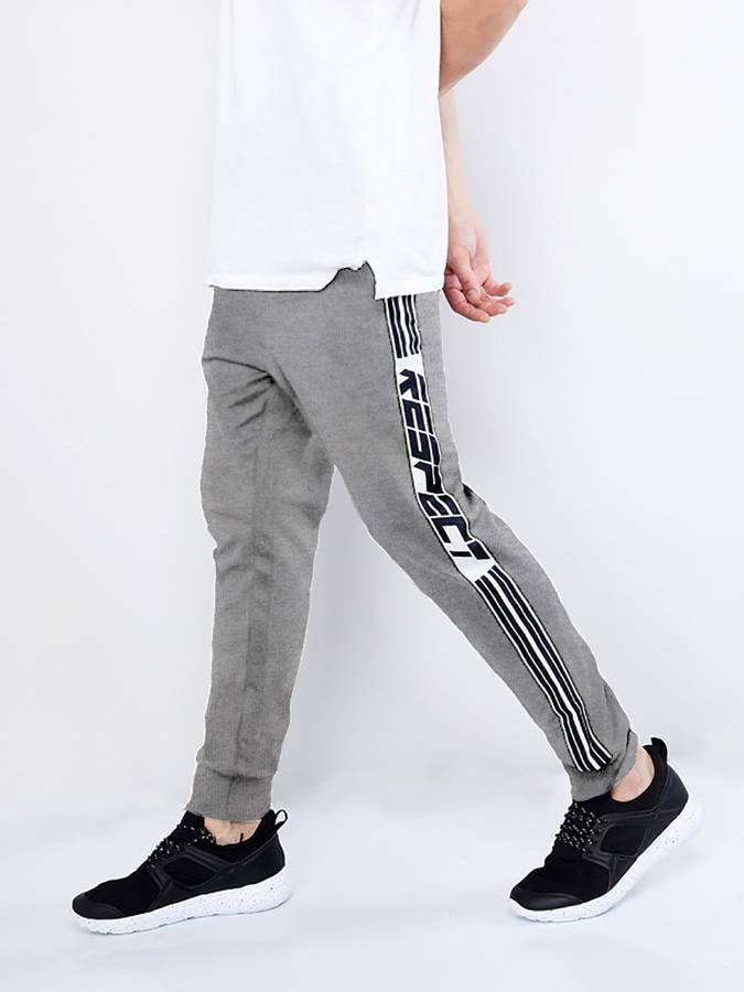 Striped Men Black, Grey Track Pants