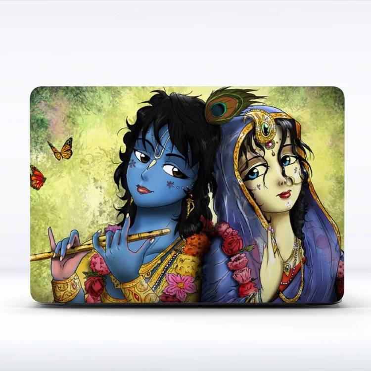 Techfit Cute Radha Krishna HD UV Printed Skin Sticker on Imported Premium Material Vinyl Laptop Decal 15.6