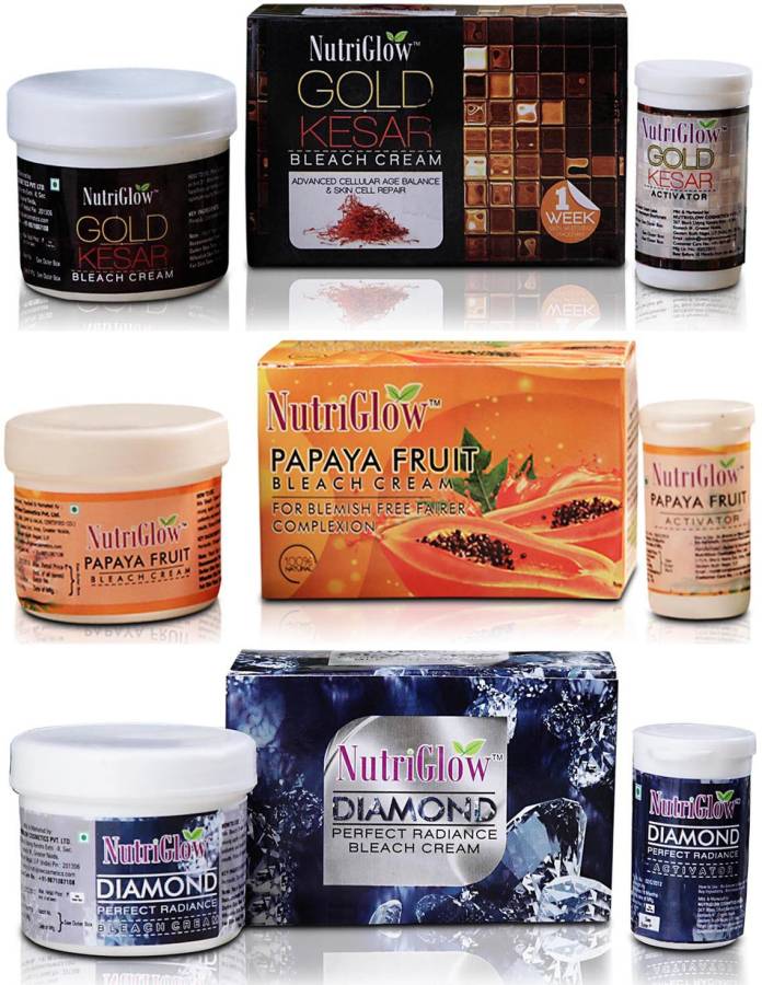 NutriGlow Gold Kesar Bleach, Papaya Bleach & Diamond Radiance Bleach Price in India