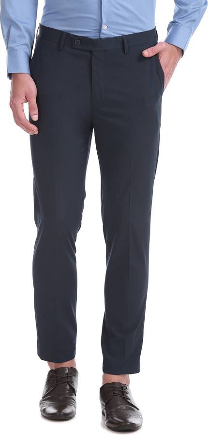 Skinny Fit Men Blue Polycotton Trousers