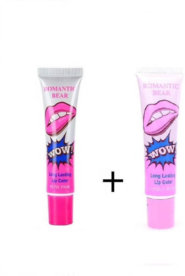 ROMANTIC BEAR 2PCS Waterproof Lipstick -ROSE PINK &LOVELY PEACH Price in India