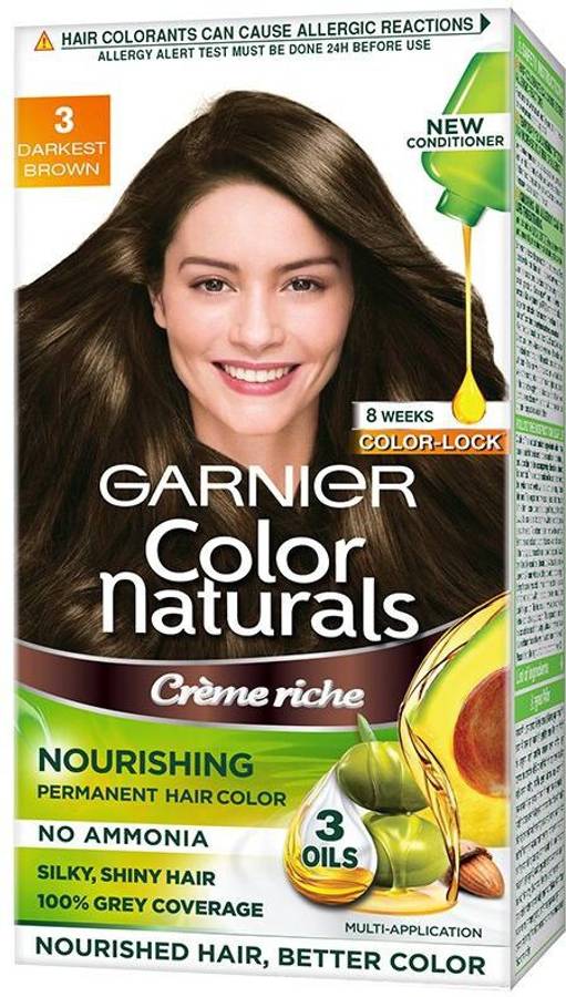Garnier Color Naturals Creme , Shade 3, Darkest Brown
