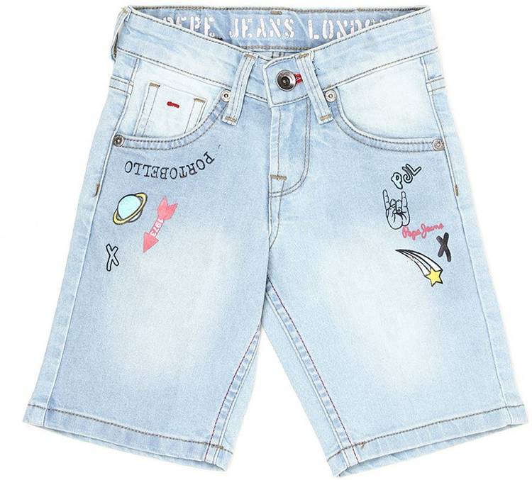 Short For Boys Casual Graphic Print Denim