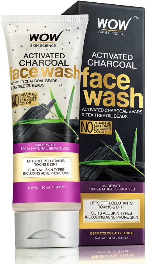 WOW SKIN SCIENCE Activated Charcoal -with Activated Charcoal Beads-No Sulphates & Parabens Face Wash Price in India
