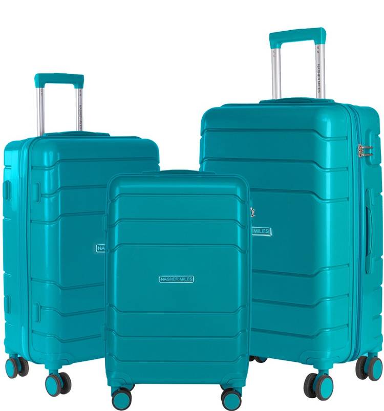 Large Check-in Luggage (75 cm) - Lisbon Hard-Side Polypropylene Check-in Luggage Set of 3 Dark Green Trolley Bags (55 , 65 & 75 Cm)(Green) - Green