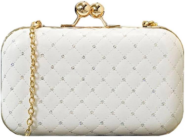Party White  Clutch  - Regular Size Price in India